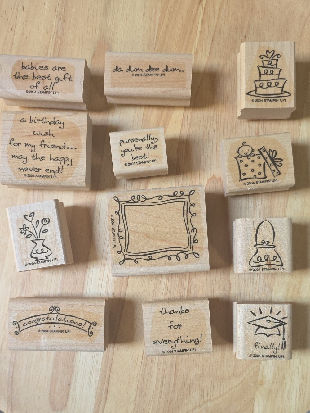 Stampin’ Up Framed Greetings 2004 Wood Rubber Stamp Set 12 of 14 Retired